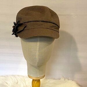 Preppy Academia Brown Linen Cotton Newsboy Hat Lagenlook Granola Girl Neutral